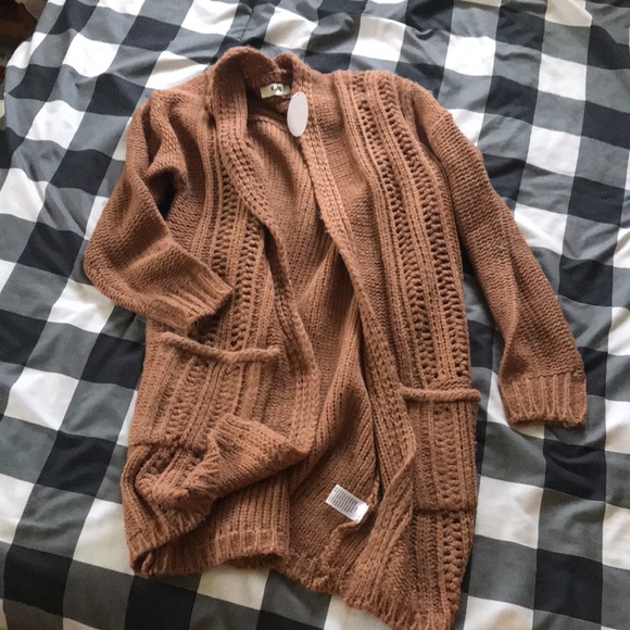 NWT KyeMi BOHO SuperSoft Oversized Knee Length TERRACOTTA BROWN Long Cardigan S - Picture 4 of 14